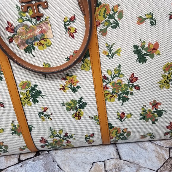 #bagsavenue Yellow Green Floral Christmas Tory Burch Daisy Printed Jumbo - Picture 11 of 16